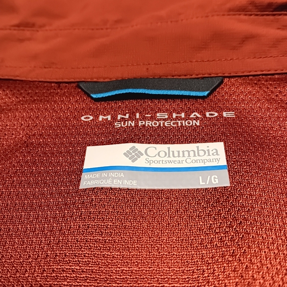 🧡COLUMBIA MEN'S SIZE LARGE 100% NYLON SHELL FRONT BUTTON COLLAR SHIRT. - Picture 2 of 9